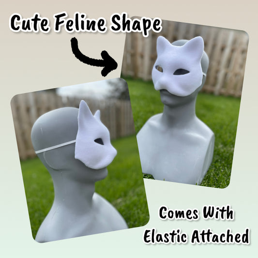 Pre-Felted Cat Mask With Elastic (Ready to Paint)