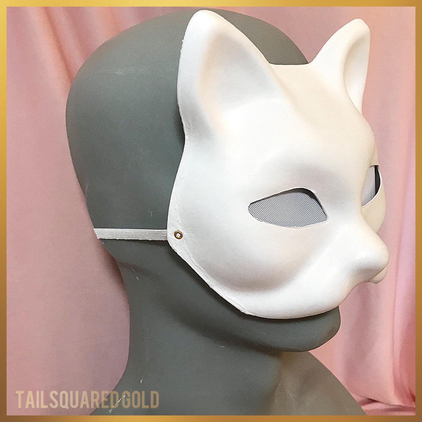 Paper Mache Cat Mask Base with Elastic Strap