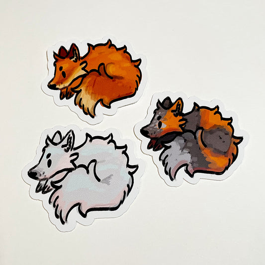 2” Snoozy Fox Stickers