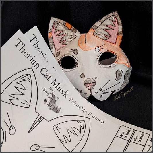DIY Paper Therian Mask Printable Pattern
