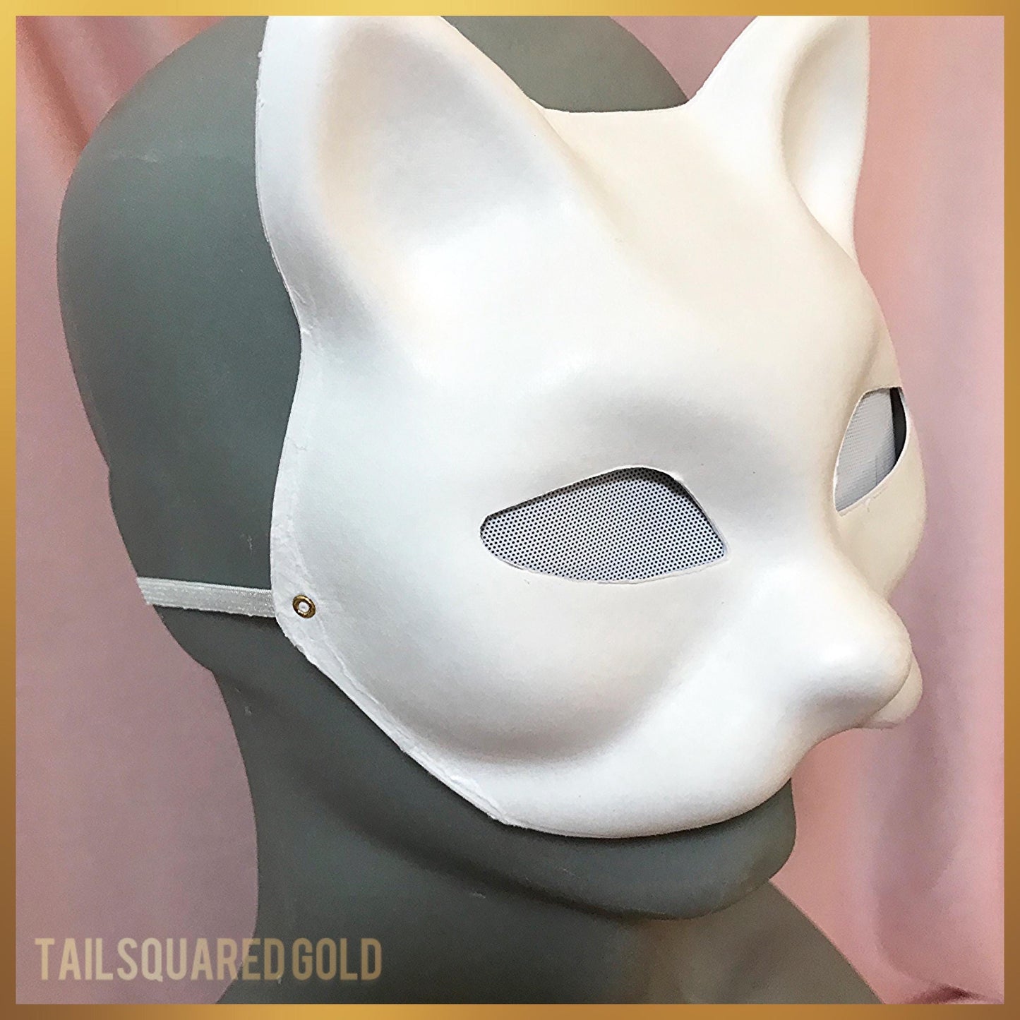 Paper Mache Cat Mask Base with Elastic Strap