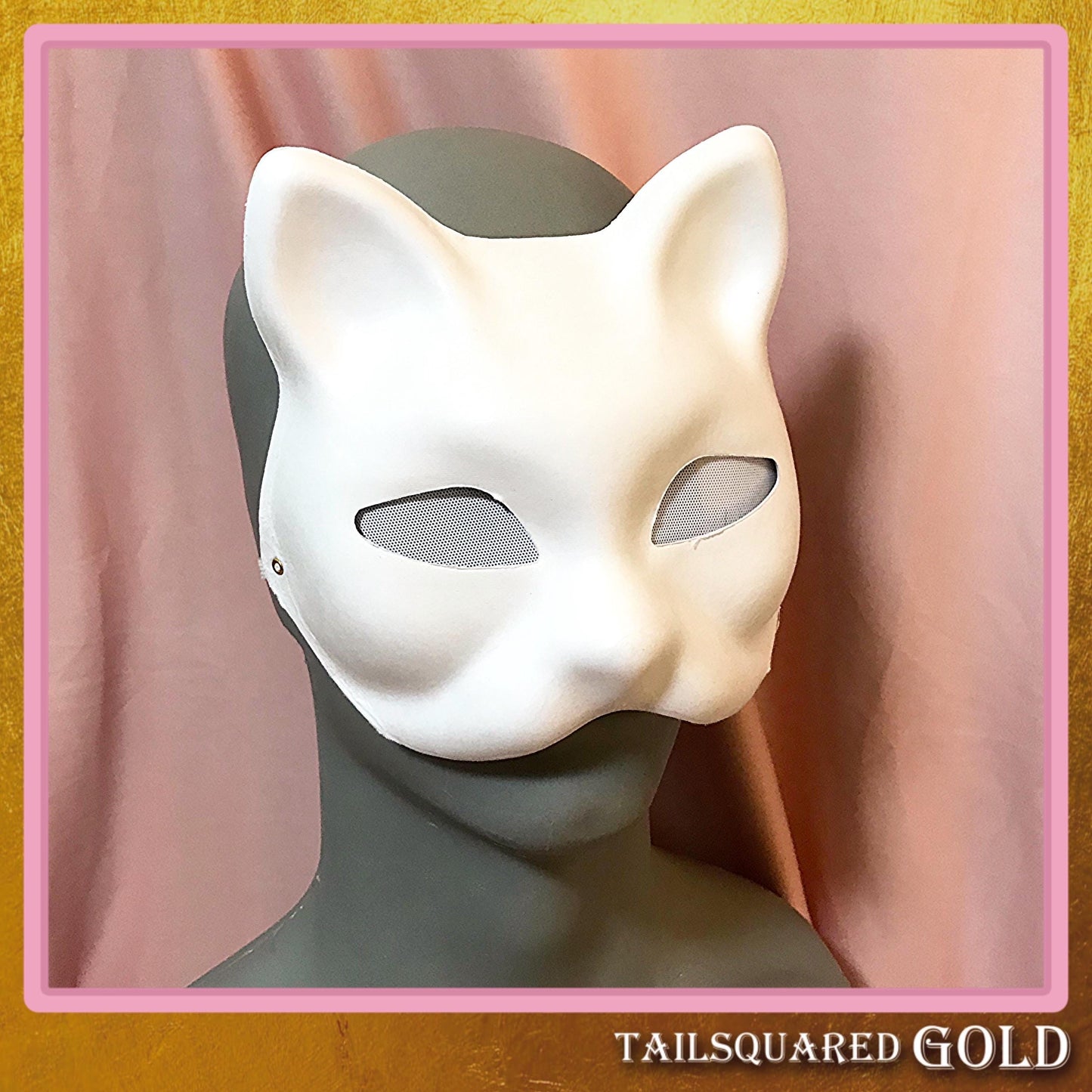 Paper Mache Cat Mask Base with Elastic Strap
