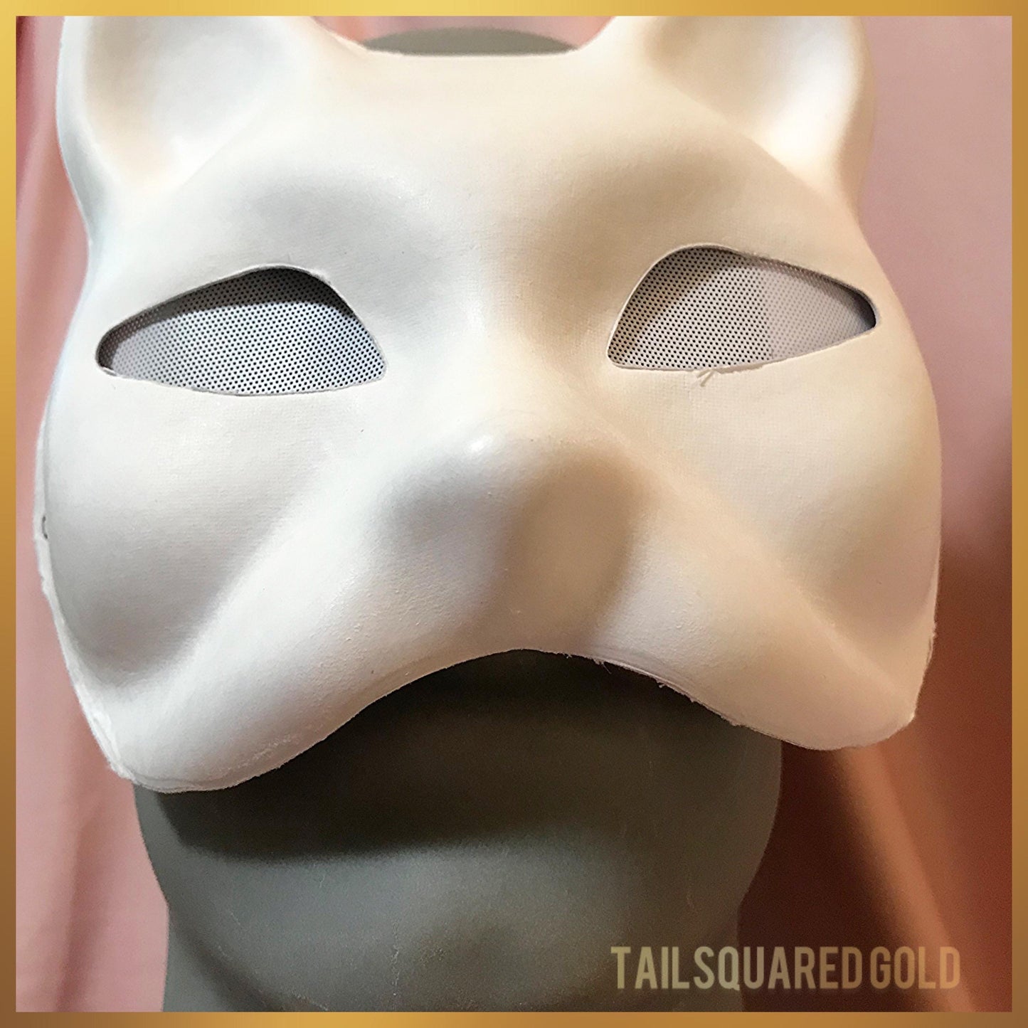 Paper Mache Cat Mask Base with Elastic Strap