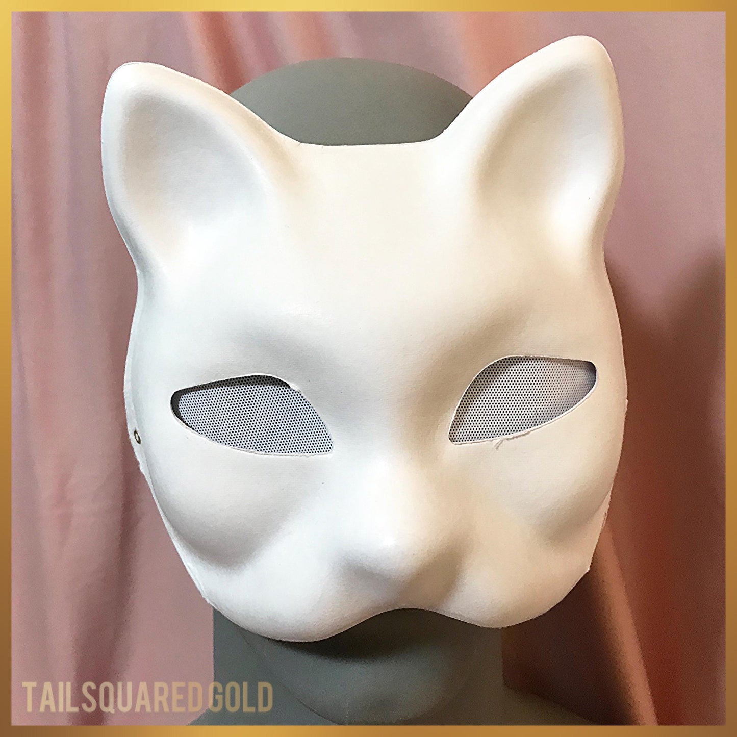 Paper Mache Cat Mask Base with Elastic Strap