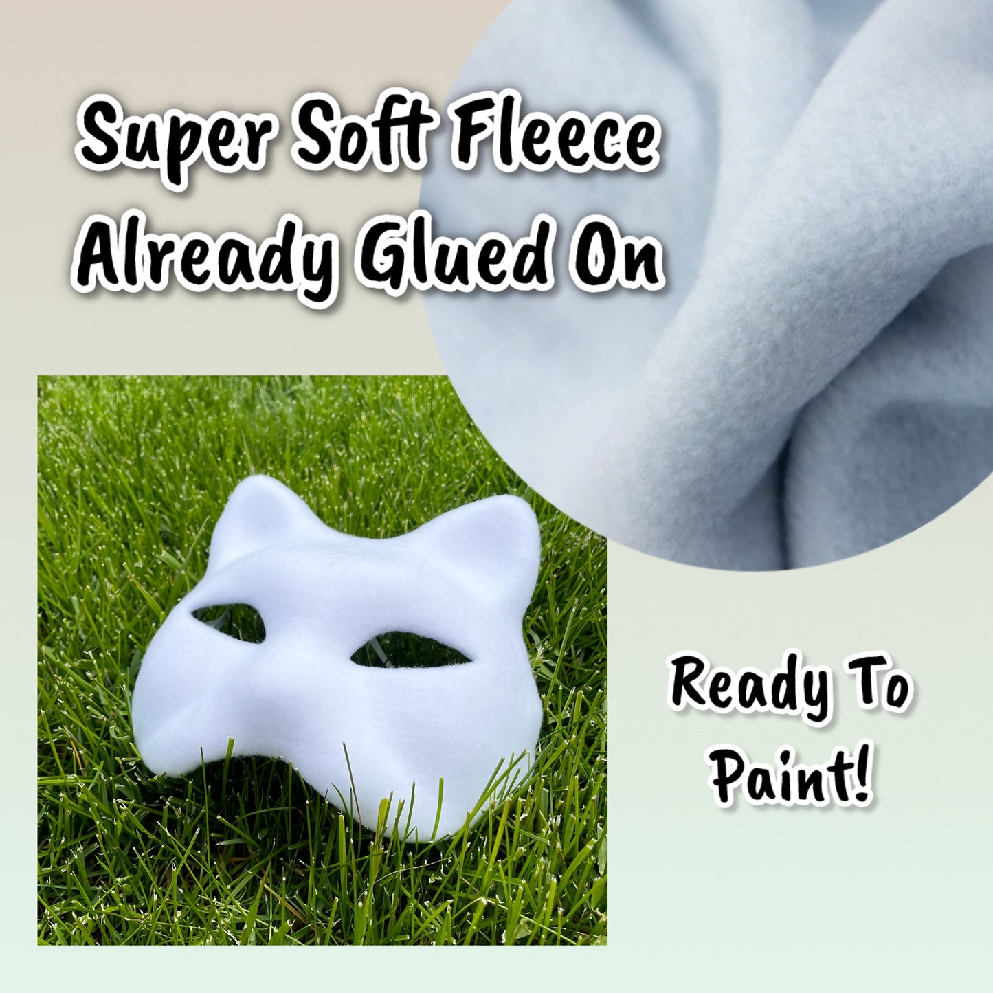 Pre-Felted Cat Mask With Elastic (Ready to Paint)