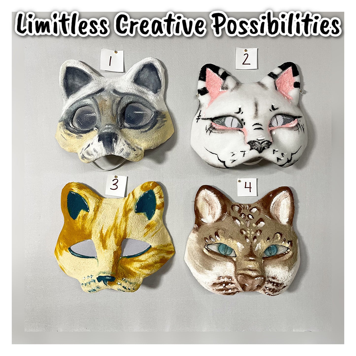 Pre-Felted Cat Mask With Elastic (Ready to Paint)